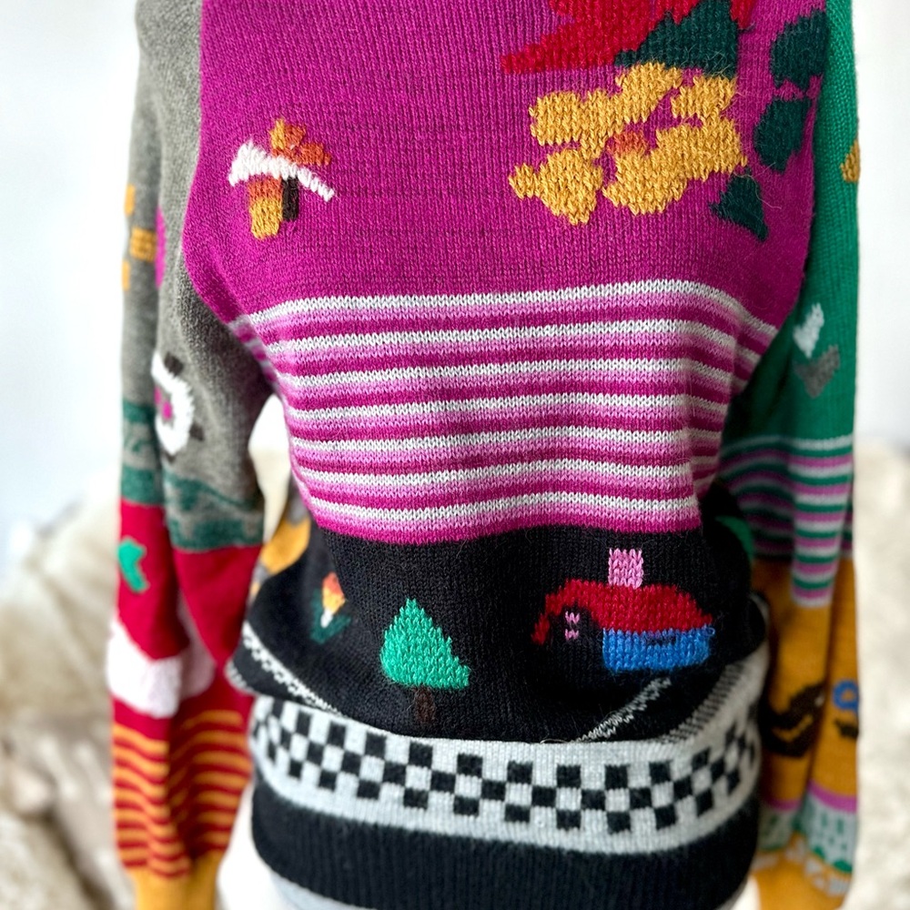 de rotchild 70s Vintage Patchwork Crewneck Sweater